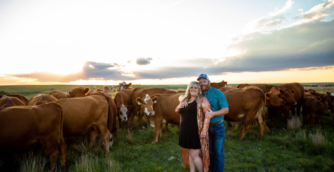 Matt and Karlee Legleiter with cattle