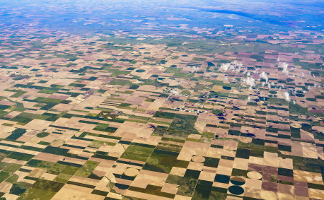 Aerial view of Midwest crop patchwork