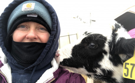 Kelly Hills Dairy Kristina Haverkamp and Calf