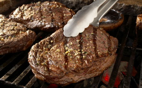 Rib-eye Steaks With Blue Cheese Butter & Mushrooms