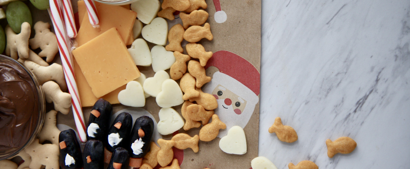 Adorable recipe for kids holiday cheese board