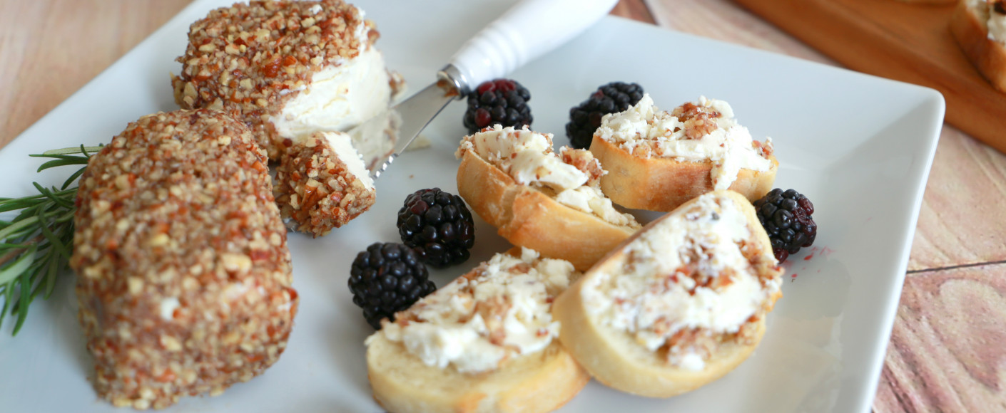 Best goat cheese appetizer - honey pecan log