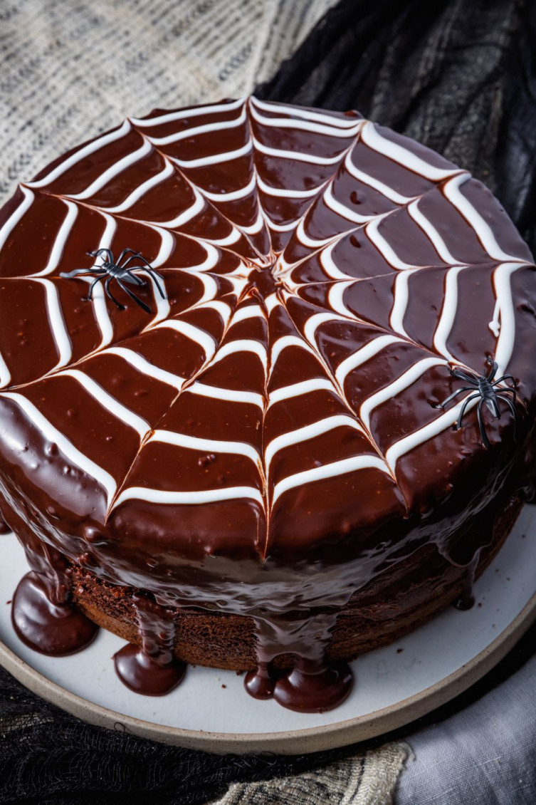 Chocolate spider web cake