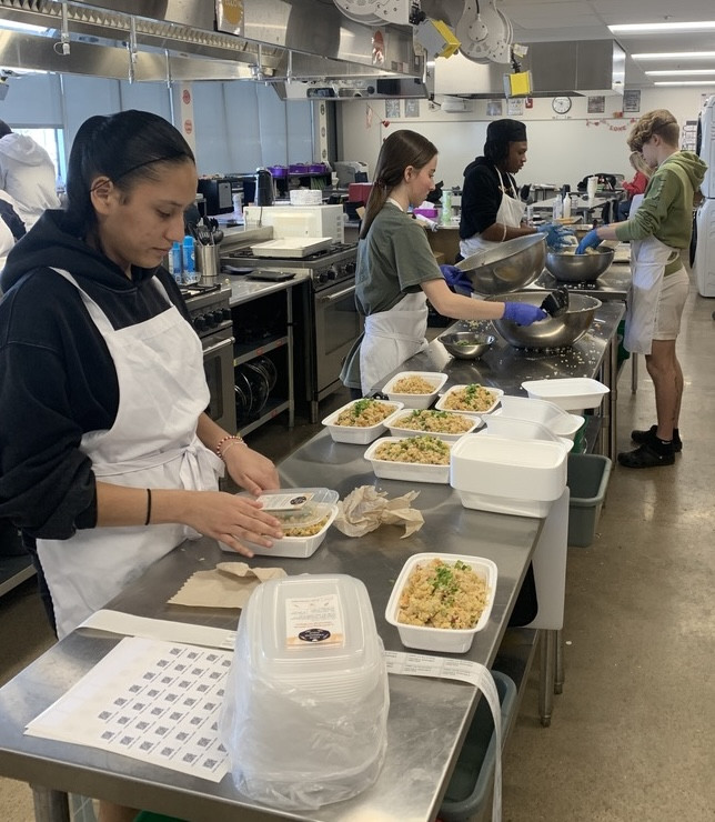 Kids Feeding Kids kitchen prep