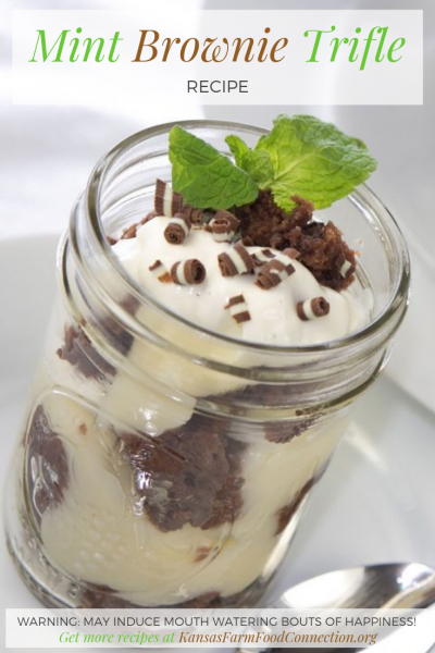 Pin this recipe for Mint Brownie Trifle