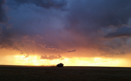 Kevin Holle Kansas farmer in combine