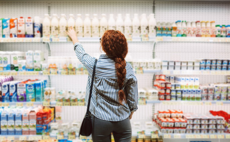 Different types of milk in the dairy aisle